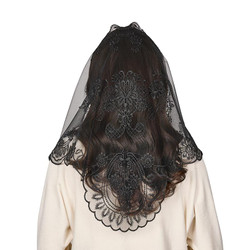 Black Ornate Floral Chapel Veil