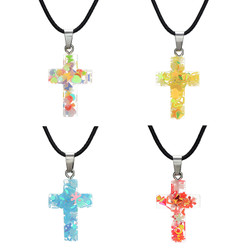 Glow in the Dark Cross Necklaces (4 Asst) - 12/pk