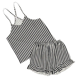 Striped Cami + Ruffled Shorts PJ Set
