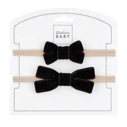 Headband Set - Fancy Black Bow - Set Of 2