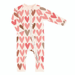 Cozy Romper with Ruffles - Hearts
