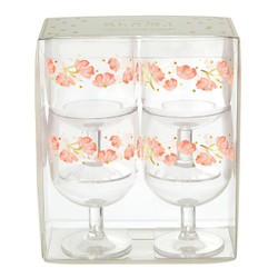Acrylic Stackable Wine Glasses - Floral - Set of 4