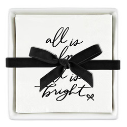 Ceramic Napkin Tray + Napkins - All is Bright Bow