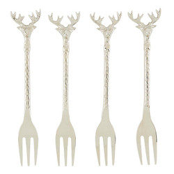Silver Stag Appetizer Forks - Set of 4