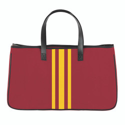 Collegiate Racer Stripe Canvas Tote - Dark Red + Yellow Stripes