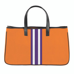 Collegiate Racer Stripe Canvas Tote - Orange + Purple Stripes