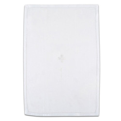 100% Linen White Fleur-de-Lis Cross Lavabo Towel - 3/pk