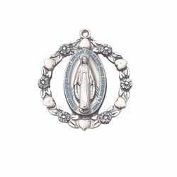 Creed&reg; Sterling Miraculous Medal with Blue Accents