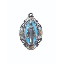Creed&reg; Sterling Miraculous Medal with Blue Accent
