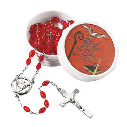 Holy Spirit Red Marble Confirmation Rosary - 6/pk - [Consumer]Autom