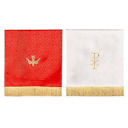 Jacquard Reversible Pulpit Scarf with Cross: Red/White