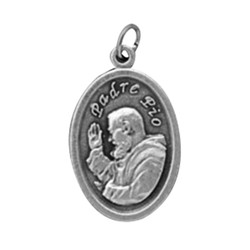 St. Pio/Pray For Us Oxidized Medal - 50/pk