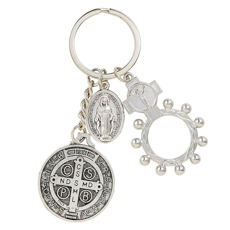 St. Benedict Rosary Ring Key Chain - 12/pk - [Consumer]Autom