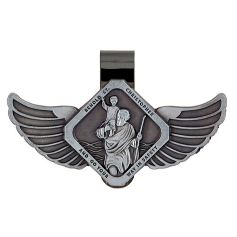 ANOWVI Medaglia di San Cristoforo per auto, clip visiera per auto, medaglie di San Cristoforo per visiera auto, regalo per conducenti, accessori da viaggio per lunghi viaggi famiglie, amici