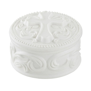 Round Cross Porcelain Rosary Box - 6/pk