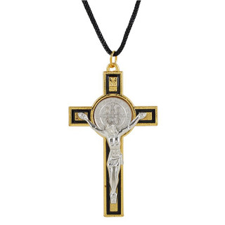 Black Inlay St. Benedict Crucifix Pendant - 12/pk