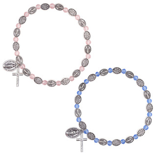 Miraculous Medals Crystal Bracelet Assortment (2 Asst) - 12/pk