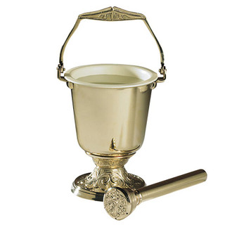Embossed Holy Water Pot with Sprinkler Set