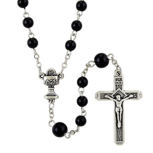 Black First Communion Rosary - 12/pk