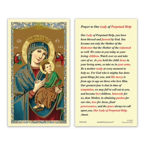 Our Lady of Perpetual Help Laminated Holy Card - 25/pk