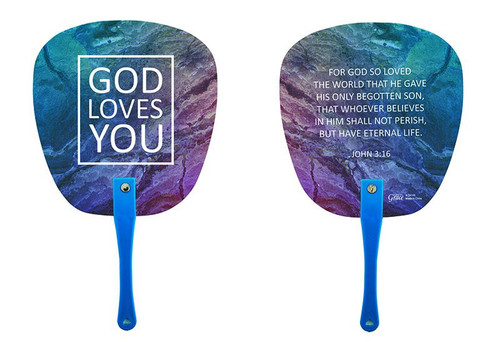 God Loves You Hand Fan - 24/pk