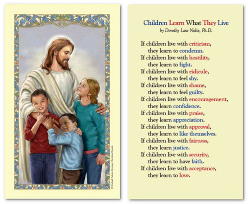 Christ with Children Learn Live Holy Card