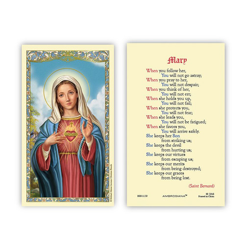 Immaculate Heart of Mary Laminated Holy Card - 25/pk (800-1120)