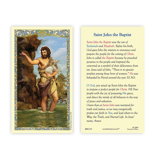 Saint John the Baptist Laminated Holy Card - 25/pk