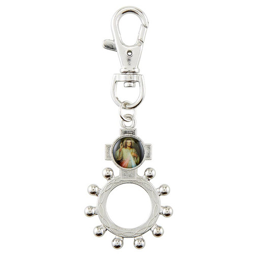 Divine Mercy Rosary Ring with Clip - 25/pk