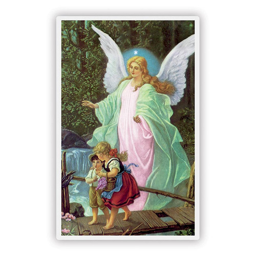 Guardian Angel Large Print Laminated Holy Cards - 50/pk