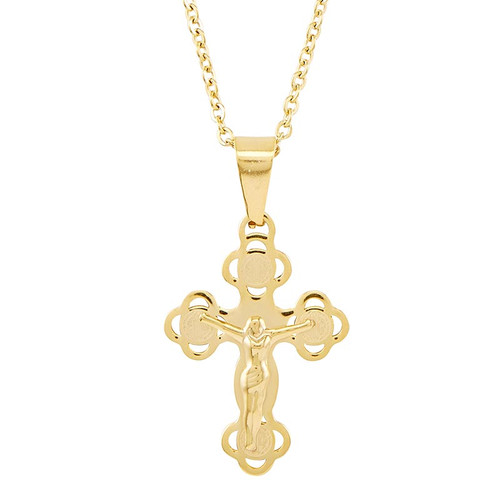 St. Benedict Gold Crucifix Pendant - 2/pk