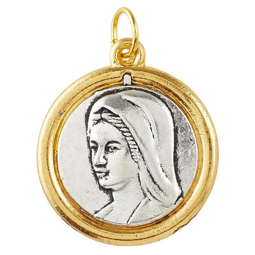 Two-Tone 1" Divine Mercy/Blessed Mother Medal - 24/pk