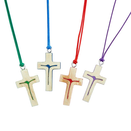 Colorful Stylized Crucifix Pendant Assortment  - 24/pk