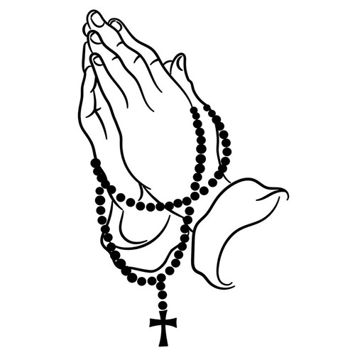 Praying Hands with Rosary Auto Decal - 24/pk