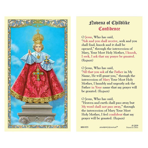 Infant of Prague Laminated Holy Card - 25/pk