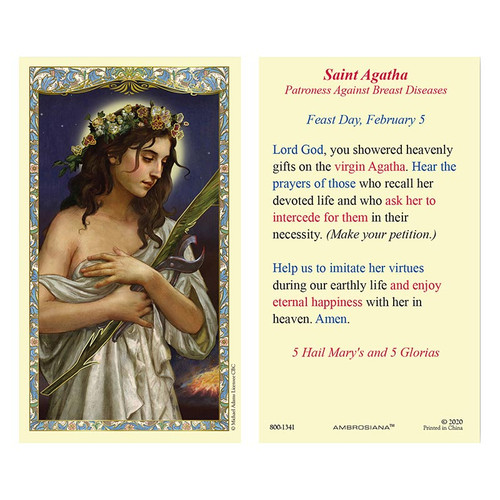 Saint Agatha Laminated Holy Card - 25/pk