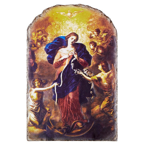 Mary Untier of Knots Tile Plaque with Wire Stand