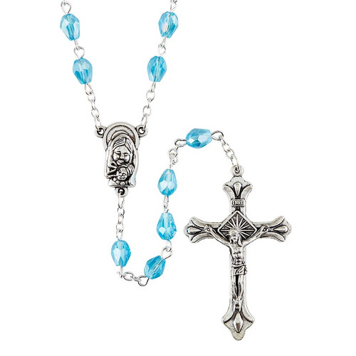 Tears of Mary Rosary with Aqua Beads