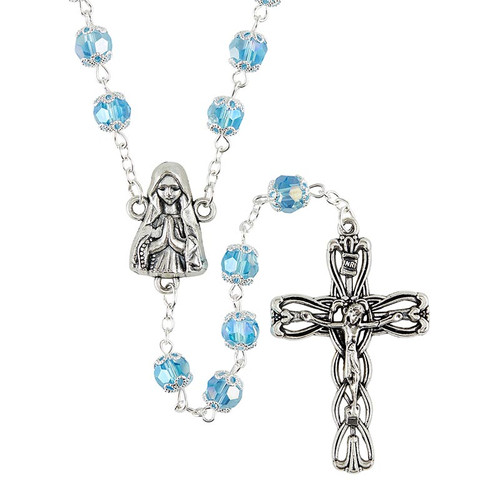 Double Capped Aqua Bead Rosaries