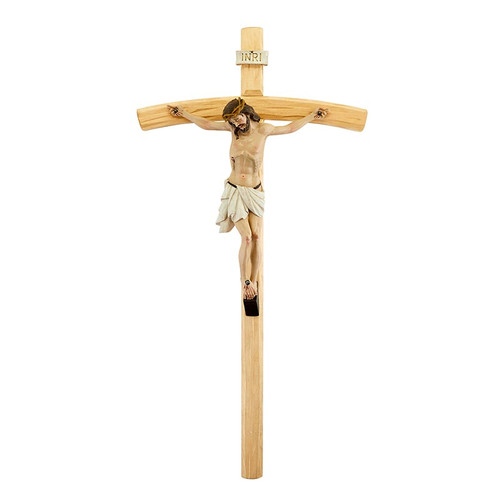 24" Val Gardena Wood Crucifix with Hand Painted Corpus