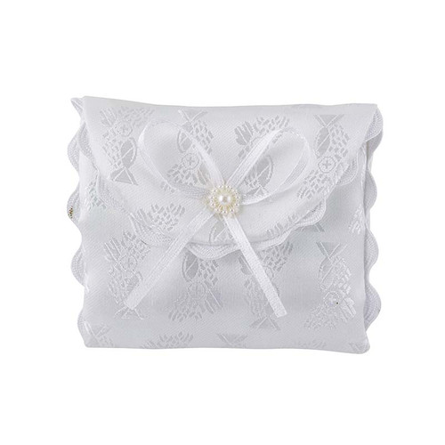 First Communion Chalice Brocade Rosary Case with Snap Closure