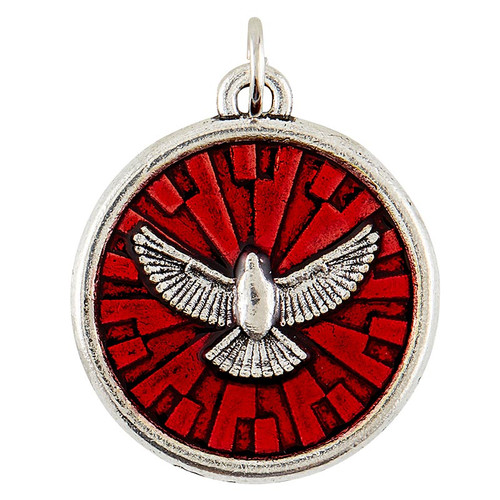 Confirmation Dove Medal - Silver/Red
