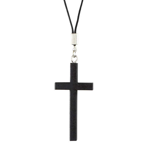 Thin-Style Cross Pendant - Black (BK-12072)