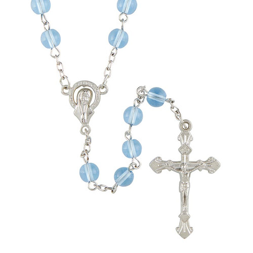 Light Blue Glass Bead Rosary