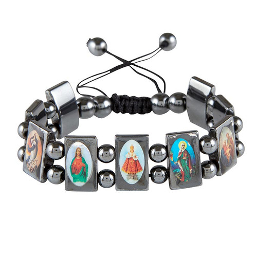 Hematite Saint Panel Bracelet