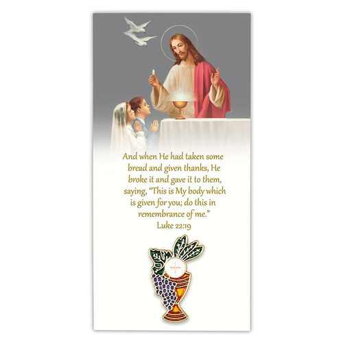 Heavenly Feast First Communion Lapel Pin with Card - 12/pk