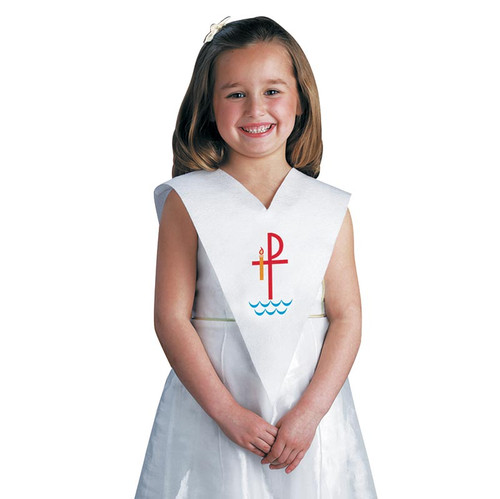 Chi Rho Felt Baptismal Pinafore - 12/pk