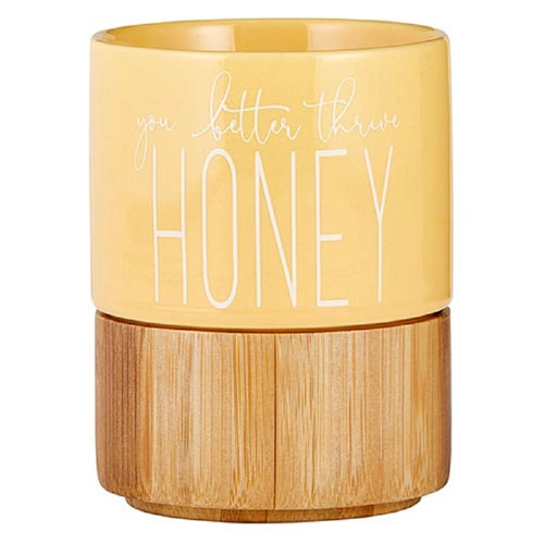 Ceramic Mug with Bamboo Base - You Better Thrive Honey
