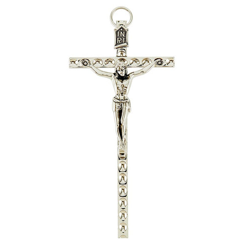 4" Silver Hammered Wall Crucifix - 4/pk