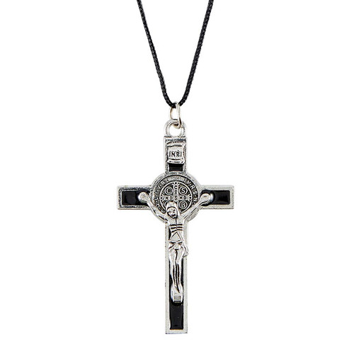 St. Benedict Black 2" Crucifix Pendant - 12/pk